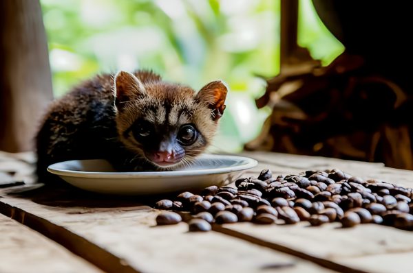 Luwak Civet Eating Coffee Beans